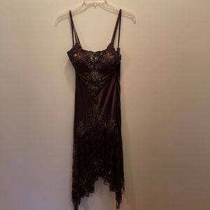 Cache brown beaded dress new with tags